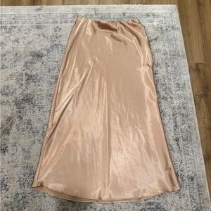 Sans Souci Satin Maxi Skirt in Tan